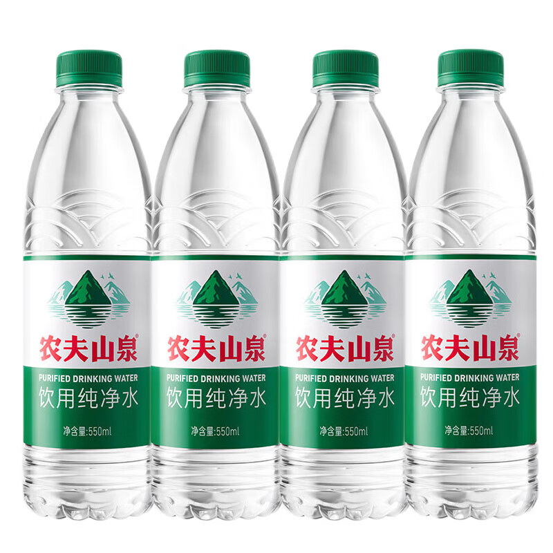 农夫山泉饮用纯净水550ml绿瓶装泡茶会议商务饮用水 农夫山泉550ml*4瓶