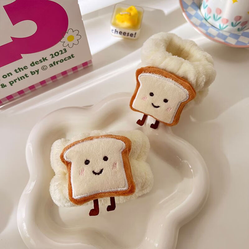 惠寻洗脸手腕带一对女学生用吸水袖口运动擦汗吸汗袖套洗漱防湿袖 卡通猫爪手腕带-1对