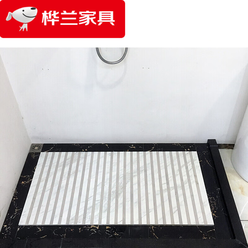 淋浴房地面大理石拉槽卫生间仿通体大理石淋浴房浴室防滑地砖凹 此