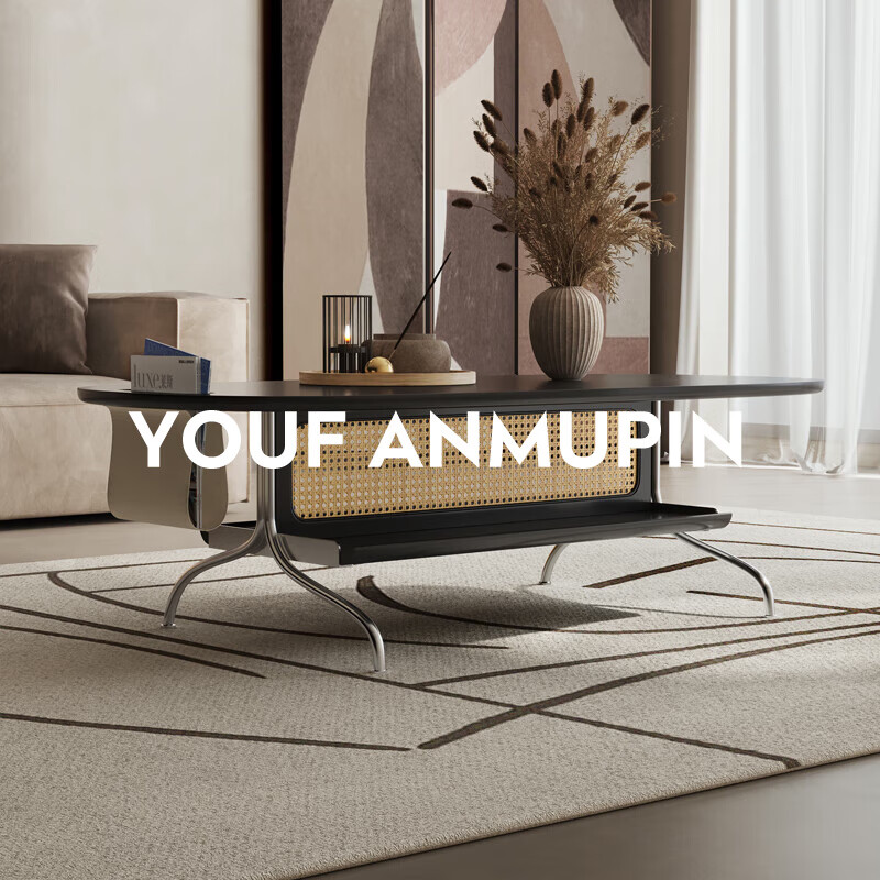 客厅家用小户型轻奢现代设计师创意不锈钢茶几 perennial_黑色茶几