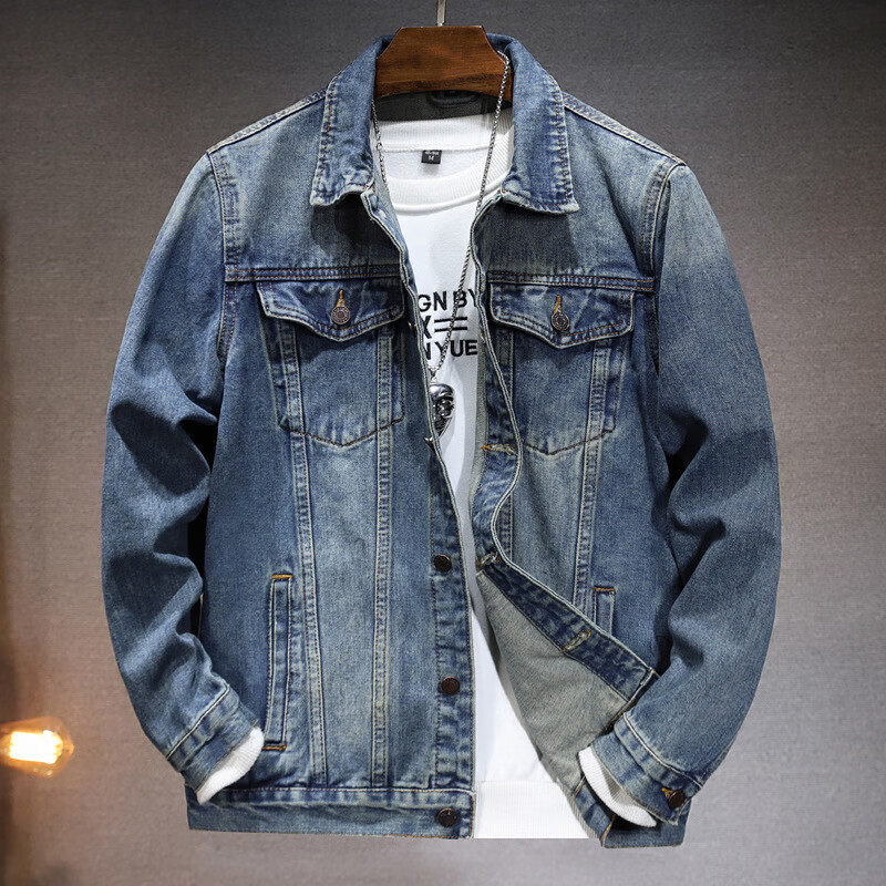 Prato Lee男士牛仔外套男春秋款牛仔夹克男秋季男装潮流秋装男休闲上衣男款 黑色 XL