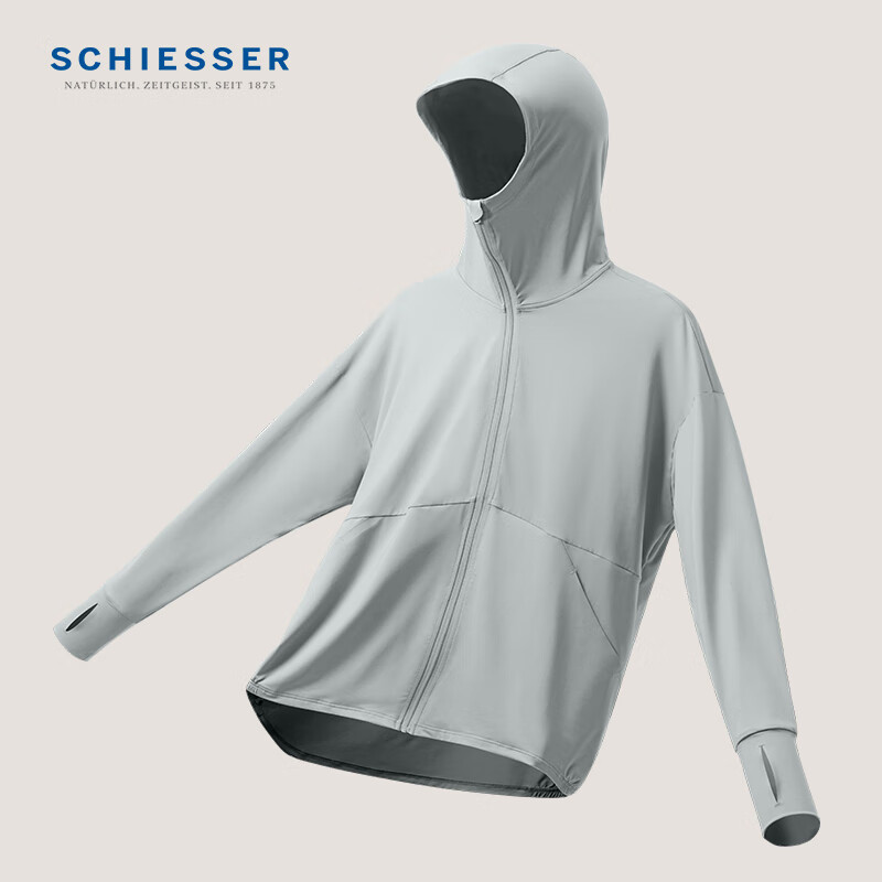 舒雅(Schiesser)中性冰丝防晒服户外防晒衣睡衣上装EZ/23243U 灰色 L