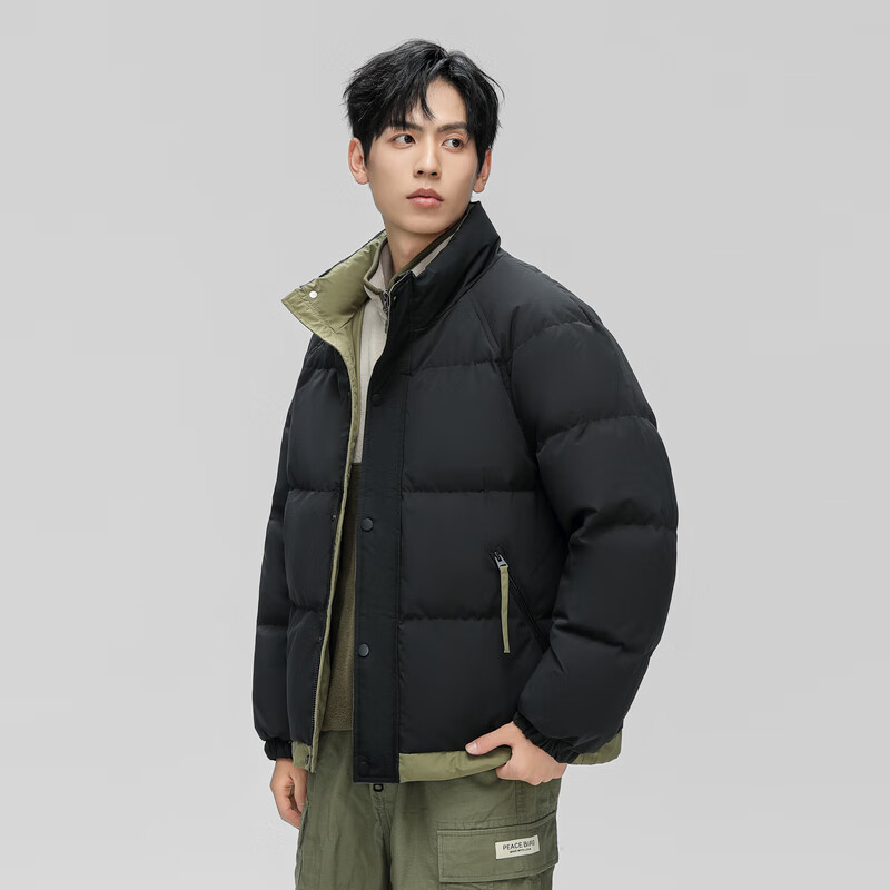 雪中飞简约百搭通勤时尚休闲简约防风保暖立领羽绒百搭通勤日常少感 黑色 L 175/92A