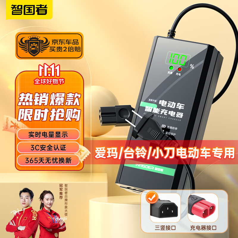 智国者电动车电瓶车充电器48V12Ah60V72V20Ah爱玛台铃小刀专用铅酸电池怎么样,好用不?