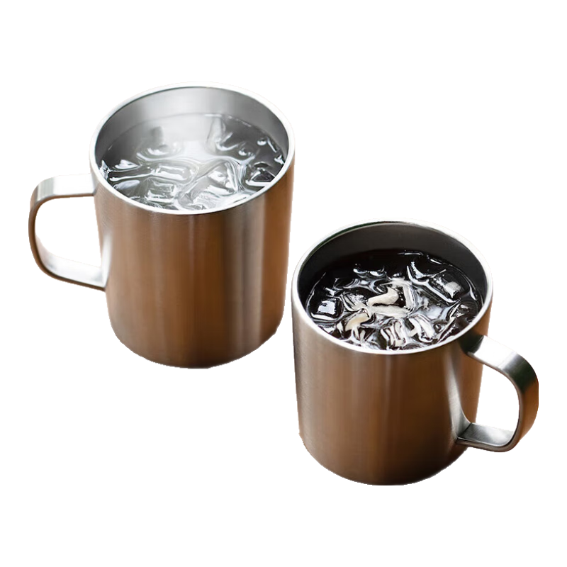 無印良品(MUJI)不銹鋼雙層馬克杯 大容量男女辦公學生水杯茶杯咖啡杯 銀色380ml