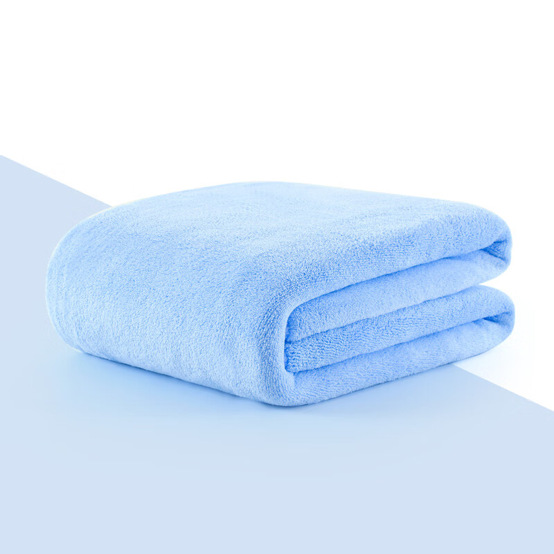 卡伴（Curbblan）嬰兒浴巾新生超軟比全紗布吸水新生寶寶洗澡巾兒童超軟大毛巾 【微米四季純色】藍色75*90cm