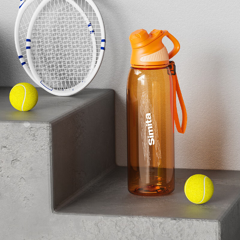 塑料杯随风龙口直饮杯进口材质改性pct水杯大容量运动水杯 橙色 700ml