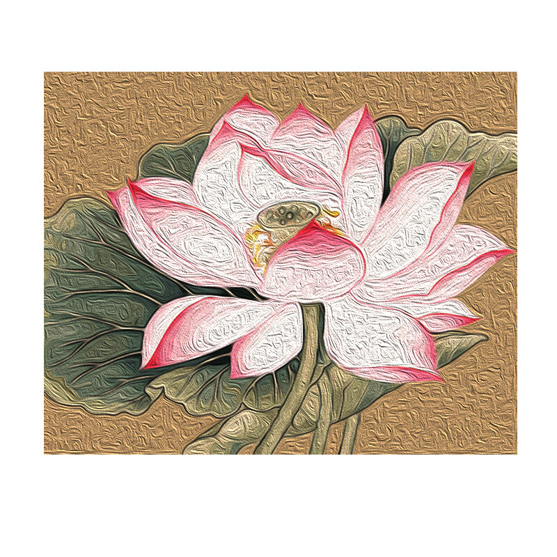 风水彩画填色解闷手工装饰画画 荷花 50*65cm内绷框孕妇儿童安心画