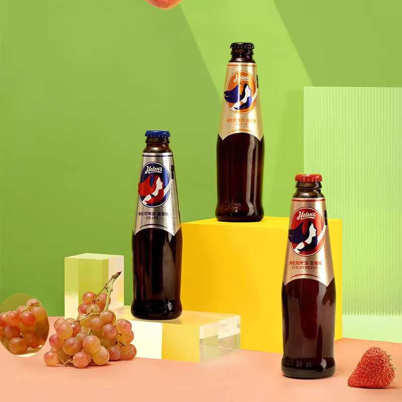 海伦司helens海伦司 果啤270ml*6瓶水果味啤酒草莓*白桃*葡萄清仓低度