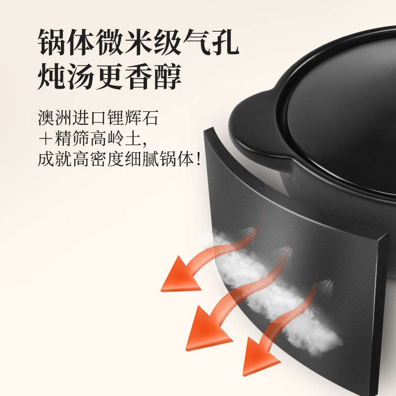 厨源(CULINARY ORIGIN)老板厨源炖盅陶瓷煲耐高温煲汤炖锅汤锅砂锅汤盅炖罐海鲜焖锅带盖 1.7L黑色