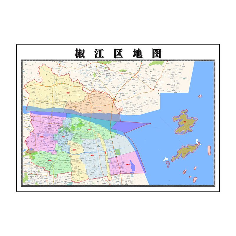 椒江区地图1.1米浙江省台州市新版装饰画客厅沙发会议办公室贴画 覆膜