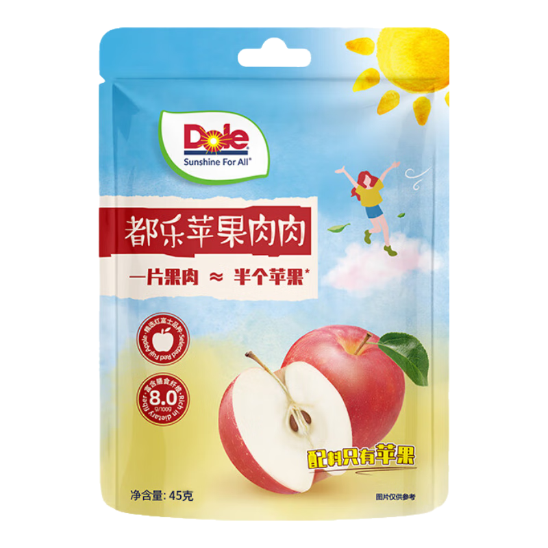DOLE【任选5件】都乐果干45g/袋草莓干黄桃干红杏干苹果香蕉卷香蕉干 都乐苹果肉肉45g*1袋