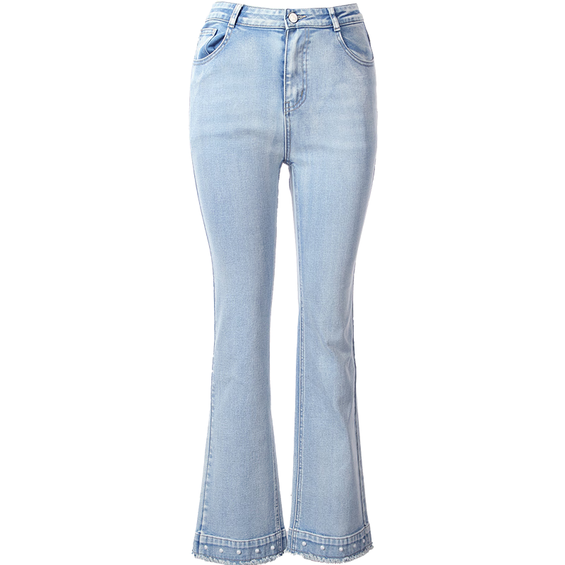 百图betu女装夏季新款牛仔裤浅色系百搭高腰九分牛仔裤女2404T80 浅兰 M