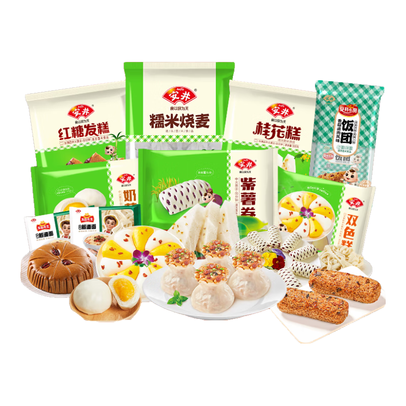 安井早餐家庭装【到手10包】烧麦奶黄包饭团桂花糕米糕宝宝营养早餐 早餐高性价比组合 3780g