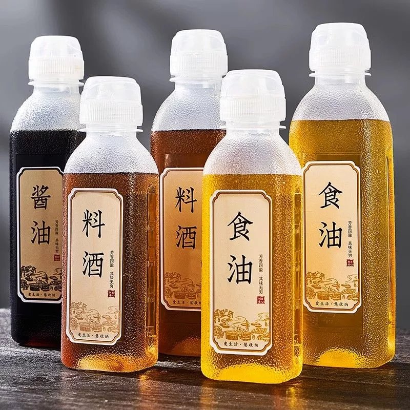尖叫油壶油瓶调料挤压油瓶油壶厨房专用 500ml *5（+标签） 单件装 +【厨房调味标签8件套】