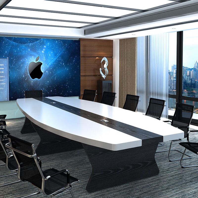 优依福椭圆形会议桌弧形大型会议桌长条桌简约现代长方形洽谈办公室