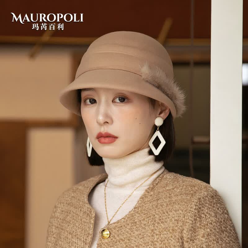 玛芮百利（Mauro Poli）秋冬季复古前进帽2023新款羊毛保暖报童帽女短檐百搭鸭舌帽子优雅 驼色 可调节M（55-58cm）使用感如何?