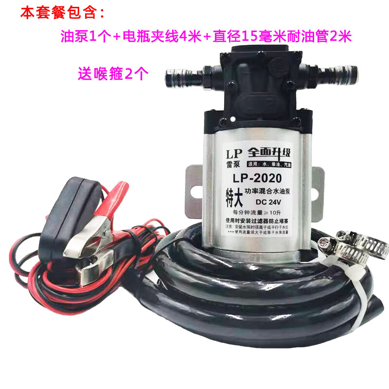 名磊（mlnGLel）汽油泵電動抽油泵12V24V220V伏自吸泵直流柴油泵加油機抽油器雷泵 12V雷泵+夾子線4米+2米管