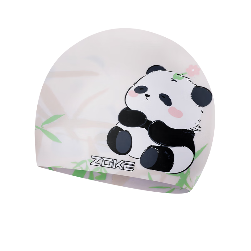 洲克（ZOKE）熊貓硅膠泳帽護發(fā)護耳防水防滑游泳訓練不勒頭625503298