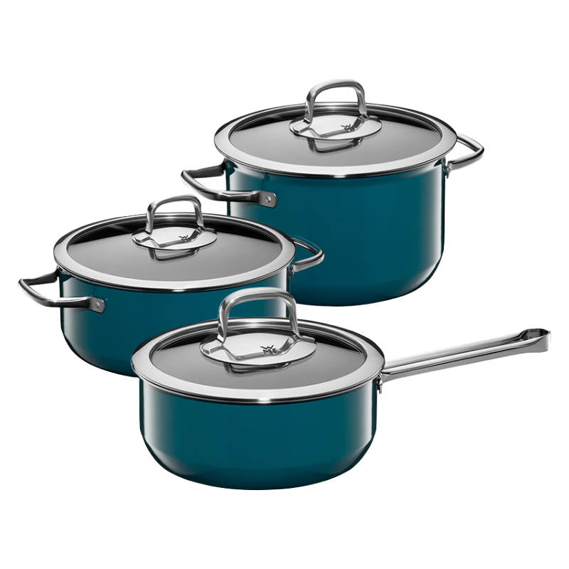 WMF 德國福騰寶湯鍋奶鍋燉鍋鍋具套裝 無涂層藍色奈彩米淺湯鍋通用 Compact三件套18cm+22cm+ 24cm