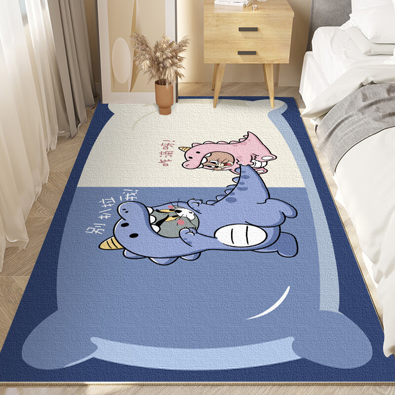 季象仿羊绒卧室床边毯房间床前长条毯子飘窗榻榻米加厚客厅儿童房地毯 FYR-恐龙版-猫和老鼠B 50X140 cm