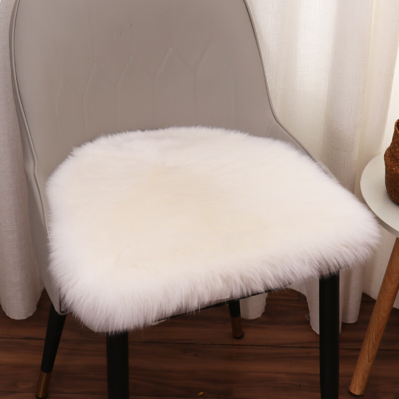 昂朴（ANGPU）马蹄形保暖坐垫 羊毛马蹄形椅垫U形垫子家用色餐桌椅坐垫加厚保暖 自然白 小号【约41*44cm】