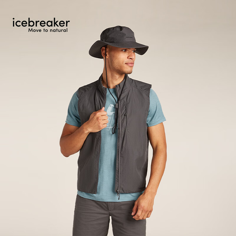 icebreaker美利奴羊毛男150 Tech Lite速干短袖T恤户外徒步登山跑步吸湿排汗 青灰-桨板熊 M