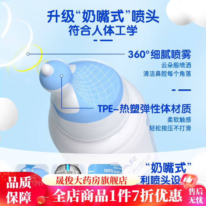 舒德爾瑪小海豚生理鹽水 小海豚嬰幼兒清潔鼻噴奶嘴噴頭洗鼻器*4 (法國小海豚sterimar嬰兒海鹽水洗鼻水鼻噴霧