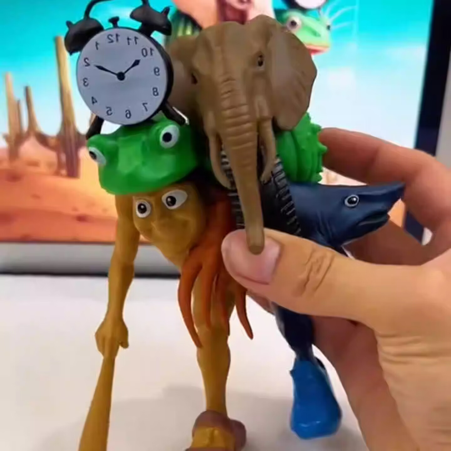 赟娅外国美国山海经积木手办q版全套融合怪木棍人AI摆件模型玩具 H融合怪【青蛙终极版】