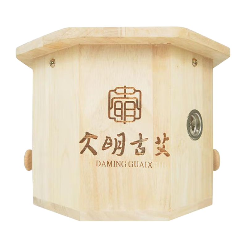 大明古艾橡木实木艾灸凳子坐灸仪艾灸椅熏艾柱家用养生蒲团坐灸桶臀部椅温灸艾灸热灸盒实木 中款坐灸仪