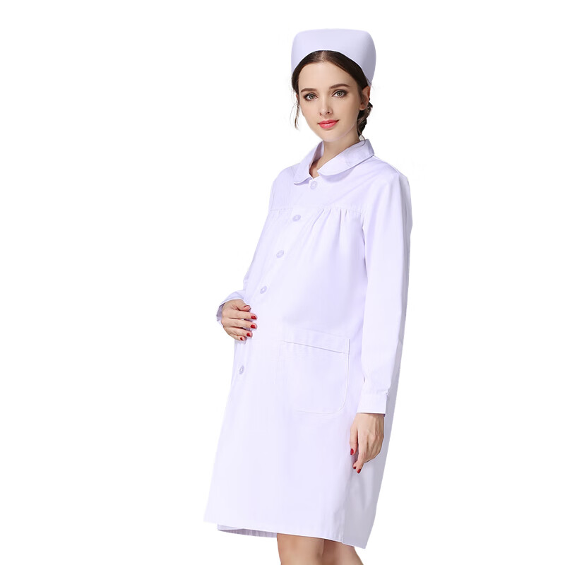俙兹孕妇白大褂医生医师服冬装白色护士裙女护士工作服长袖冬 孕妇服冬装白色 S