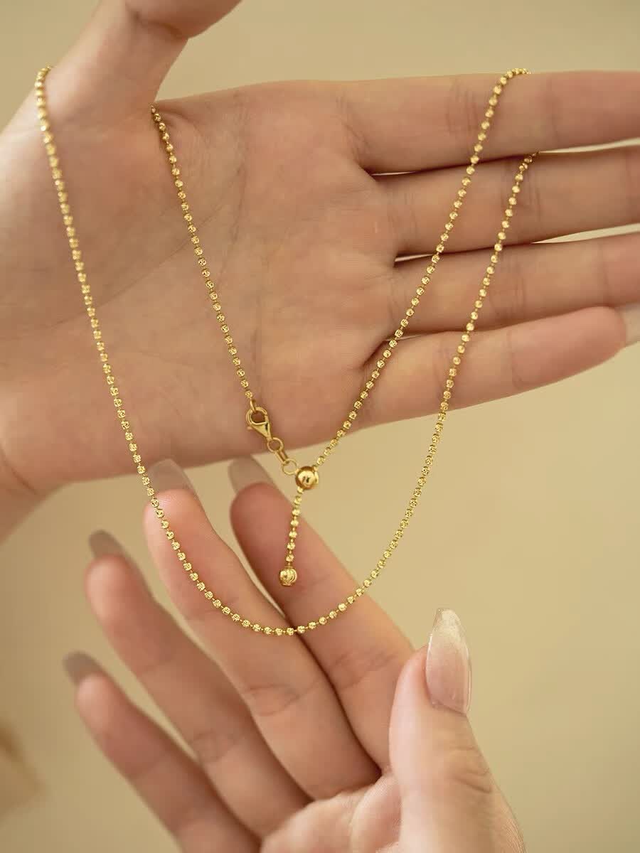 碧允意大利工艺18k金项链超闪黄金玫瑰金白金彩金钻石链女粗细款 钻石