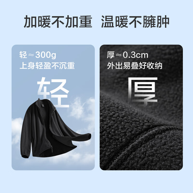 京东京造夹克外套男冲锋摇粒绒衣服女25秋季新款抓绒衣 黑色 L