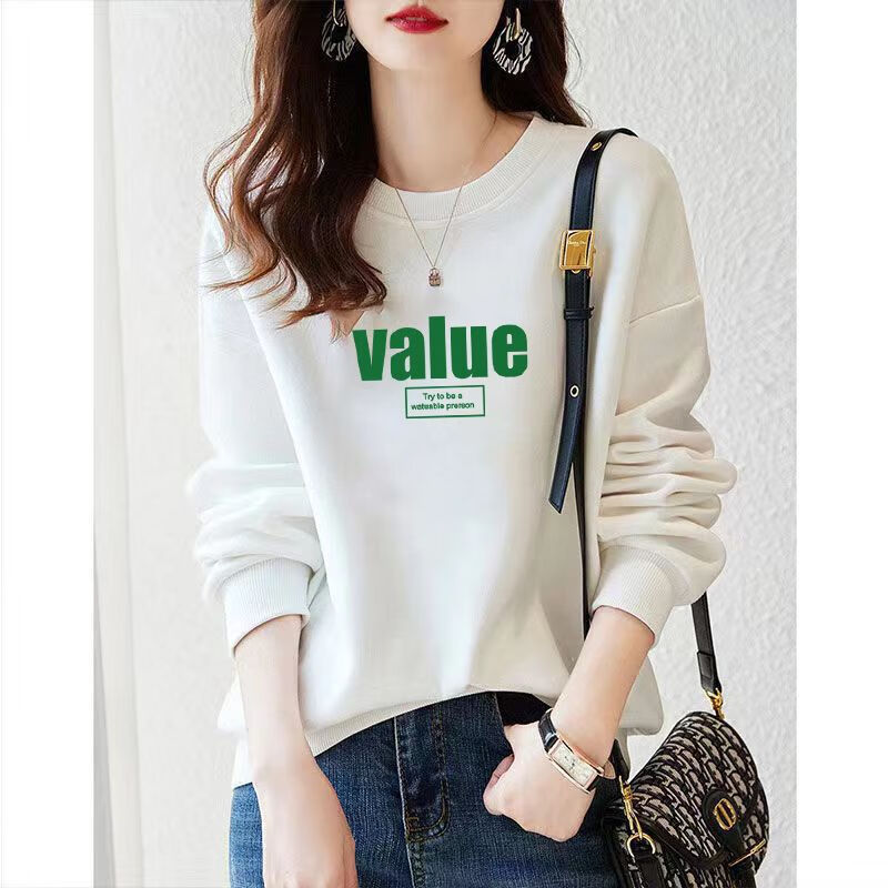 卫衣女秋冬新款休闲百搭时尚潮流宽松显瘦慵懒风圆领上衣服女外穿 南瓜红色圆领【加绒】 爱心 3XL 建议160-180斤