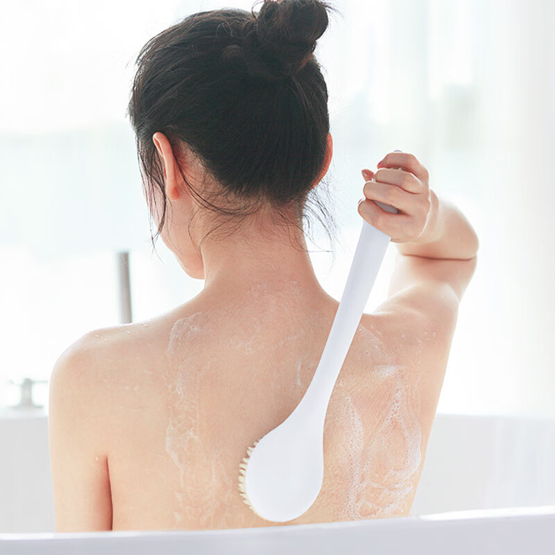 日式长柄软毛搓背刷 大号不求人强力搓澡神器 猪鬓毛后背洗澡刷子 蓝色