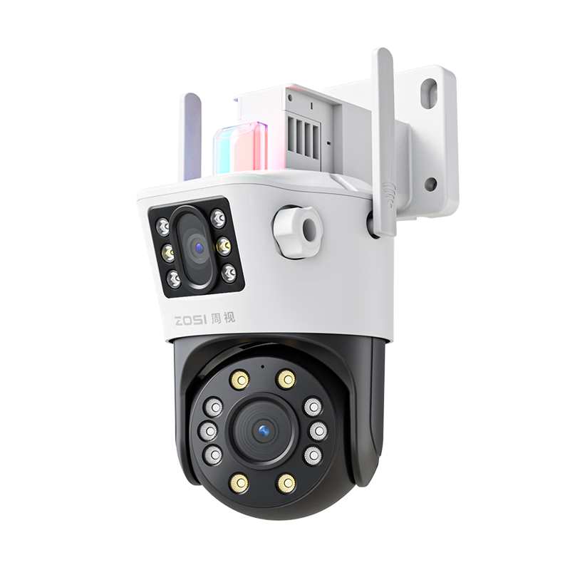 周视(zosi)室外摄像头双摄800万高清防水监控器360度无死角带夜视家用