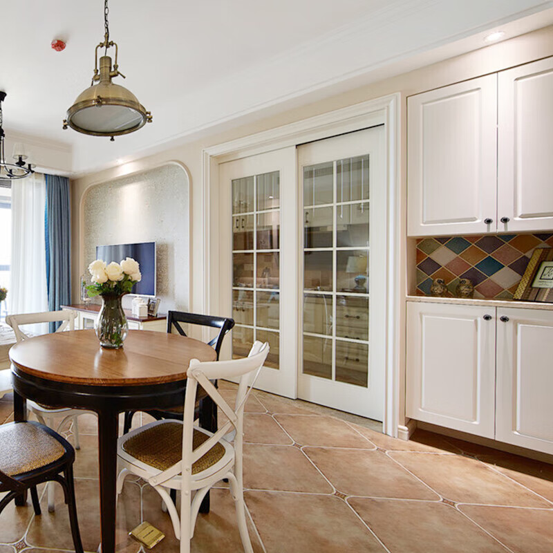 简约欧式北欧厨房吊趟门厕所门移门滑门三联动实木推拉门厂家定制