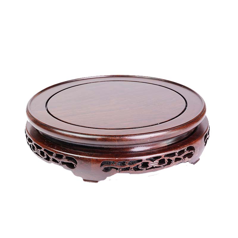 高楷泰木园底座细腾雕花木底座木托瓷瓶花瓶木座红木工艺品摆件 雕细