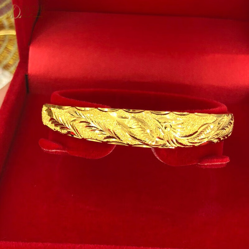 笛恋语越南沙金新款结婚金饰品铜镀金龙凤手镯新娘婚庆镯子套装 单个