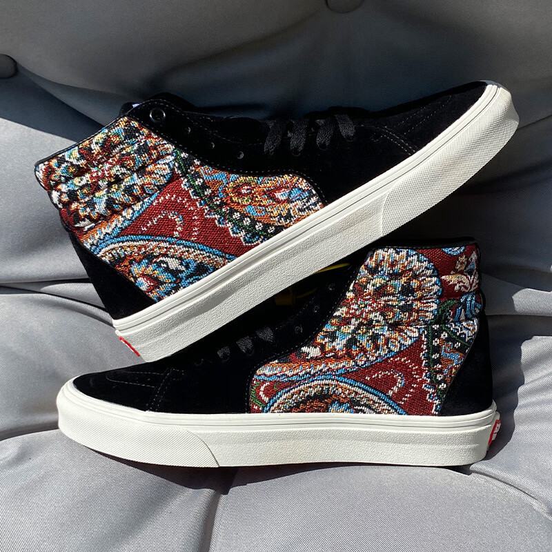 方其万斯秋款黄色海绵帆布鞋男涂鸦靴卡通休闲高帮男鞋滑板鞋女鞋网