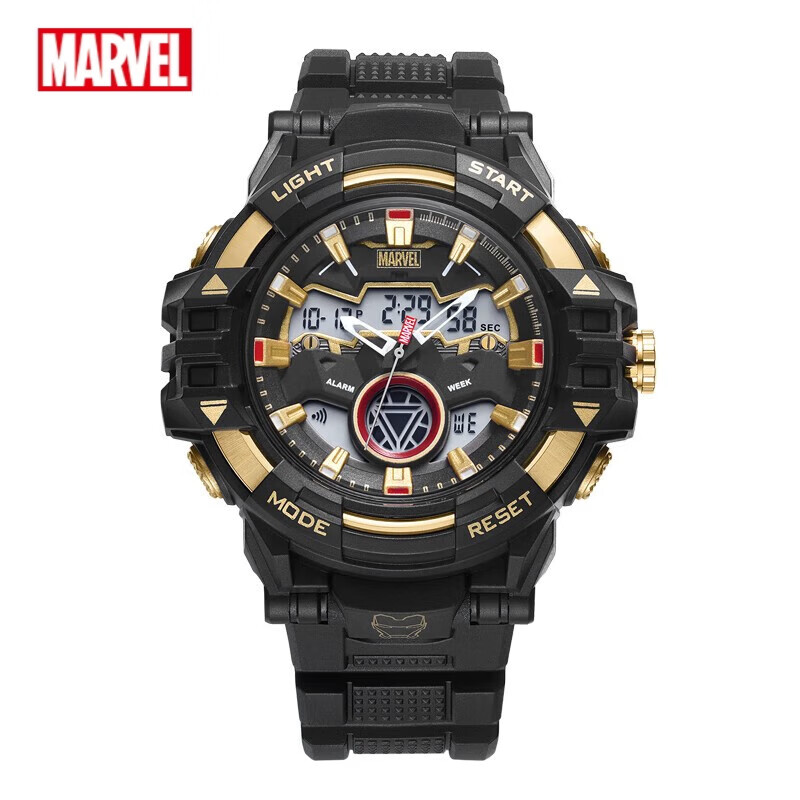 漫威(marvel)钢铁侠手表学生高中生防水电子表初中卡修电子手表 银灰