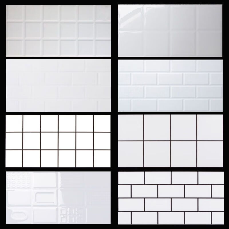 维诺亚瓷砖300X600北欧风黑白格子墙砖厨房卫生间浴室阳台小白砖格子砖 亮光凹凸面黑缝18格 300*600