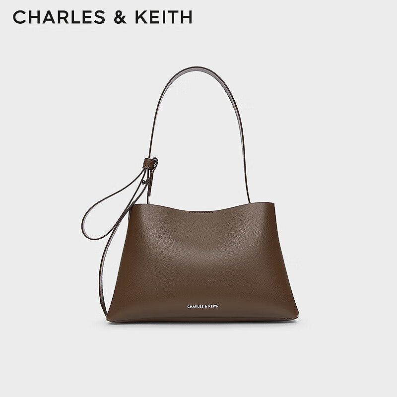 CHARLES&KEITH24春季新品简约柔软单肩腋下包小方包女CK2-10271278 Dark Brown深棕色 S