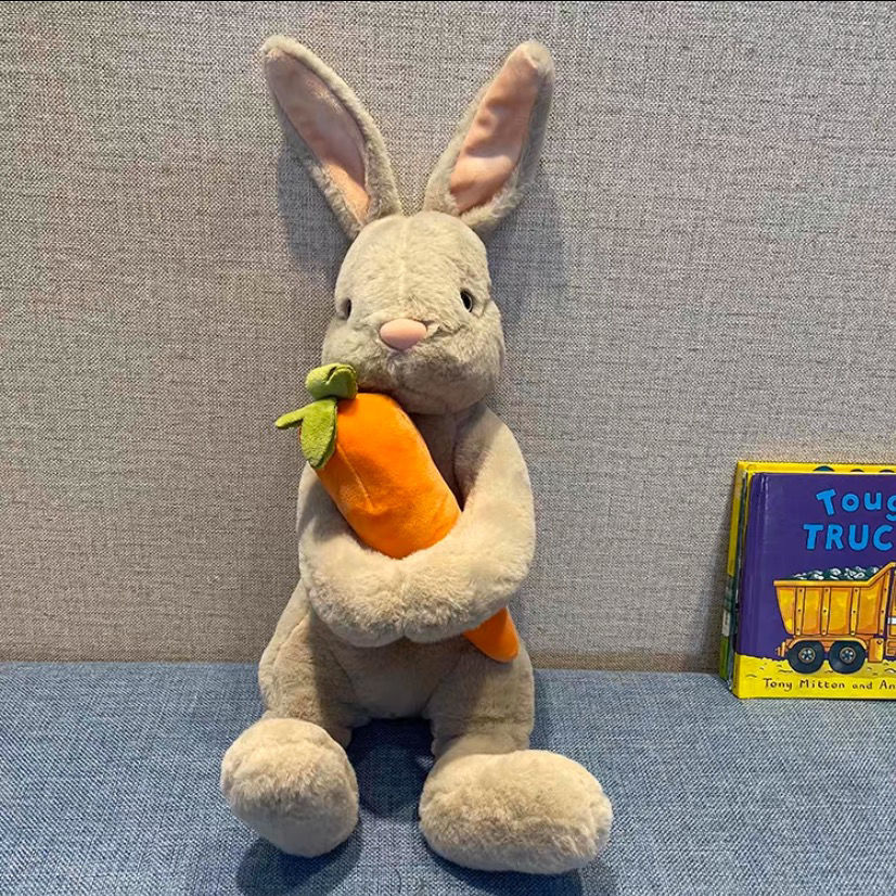 加百利毛绒兔子可爱抱胡萝卜玩具公仔生肖小白兔布娃娃兔年吉祥物