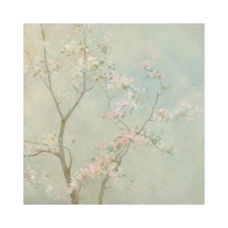 艺幻侘寂风樱花纯手绘油画入户玄关装饰画客厅抽象彩色花卉肌理画挂画