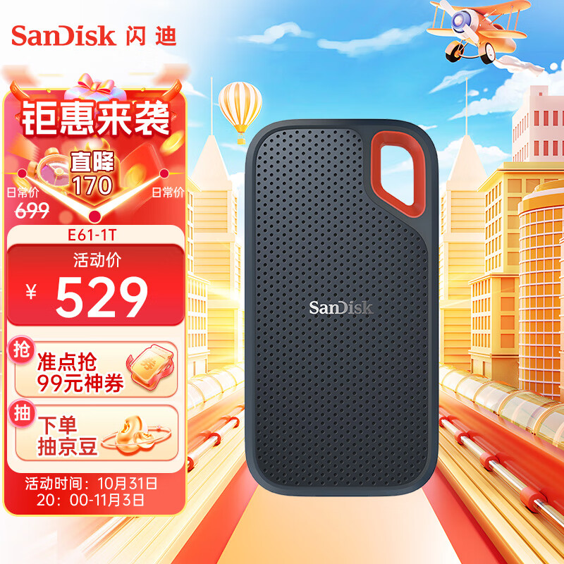 闪迪（SanDisk） Type-C接口NVMe高速SSD移动固态硬盘E61存储USB3.2Gen2 高速读取1050MB/S 至尊极速卓越版1TB使用感如何?