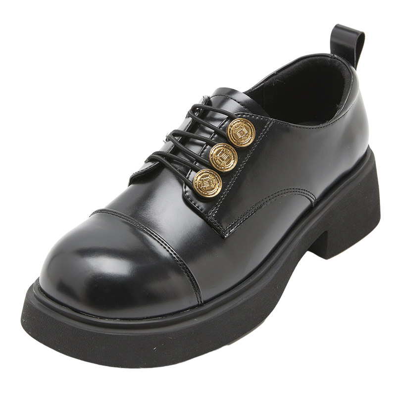西遇英伦风小皮鞋女2024新款春季复古金币牛津鞋一脚蹬厚底乐福鞋