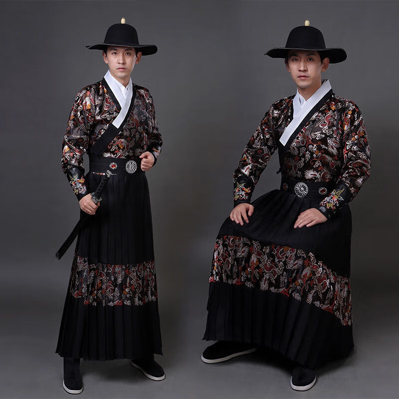 橦舟渡锦衣卫飞鱼服帽子古裝明制汉服男绣春刀 衣服蟒袍曳撒明朝 黑色