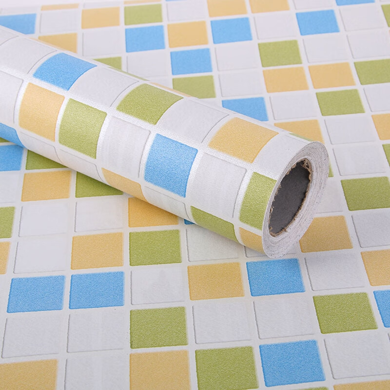 自粘卫生间浴室防水黑白格子时尚带胶壁纸 马-256/45厘米*10米 仅墙纸