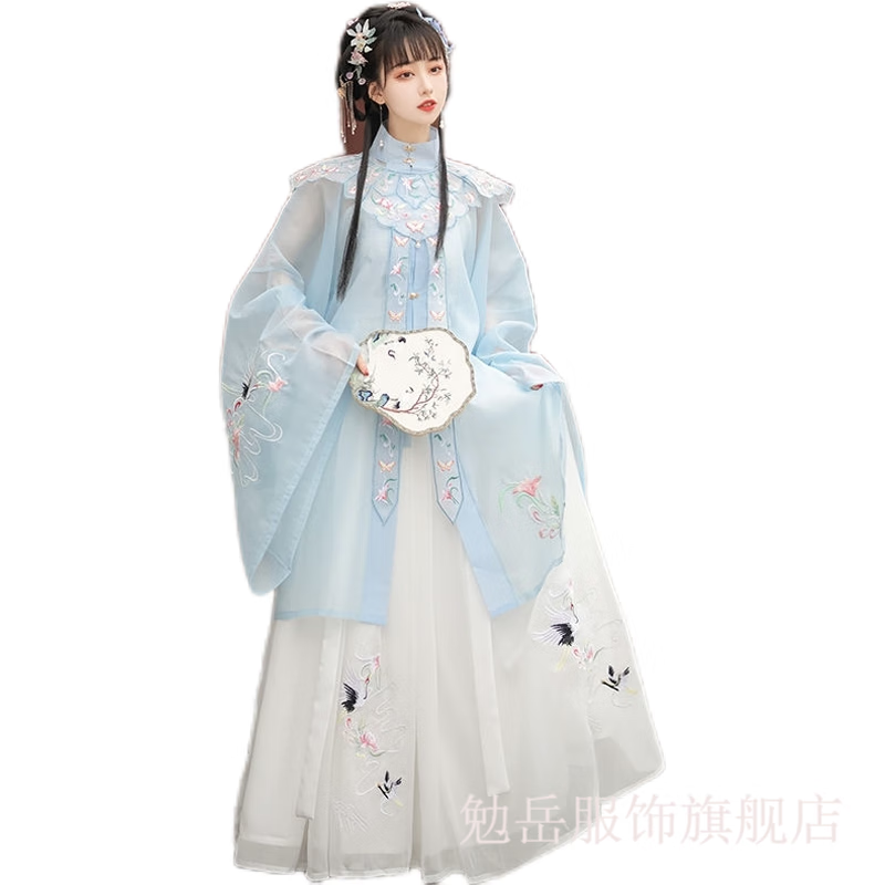 泰载明朝服装新款薄款原创明制汉服全套云肩春夏成人刺绣日常套装立领